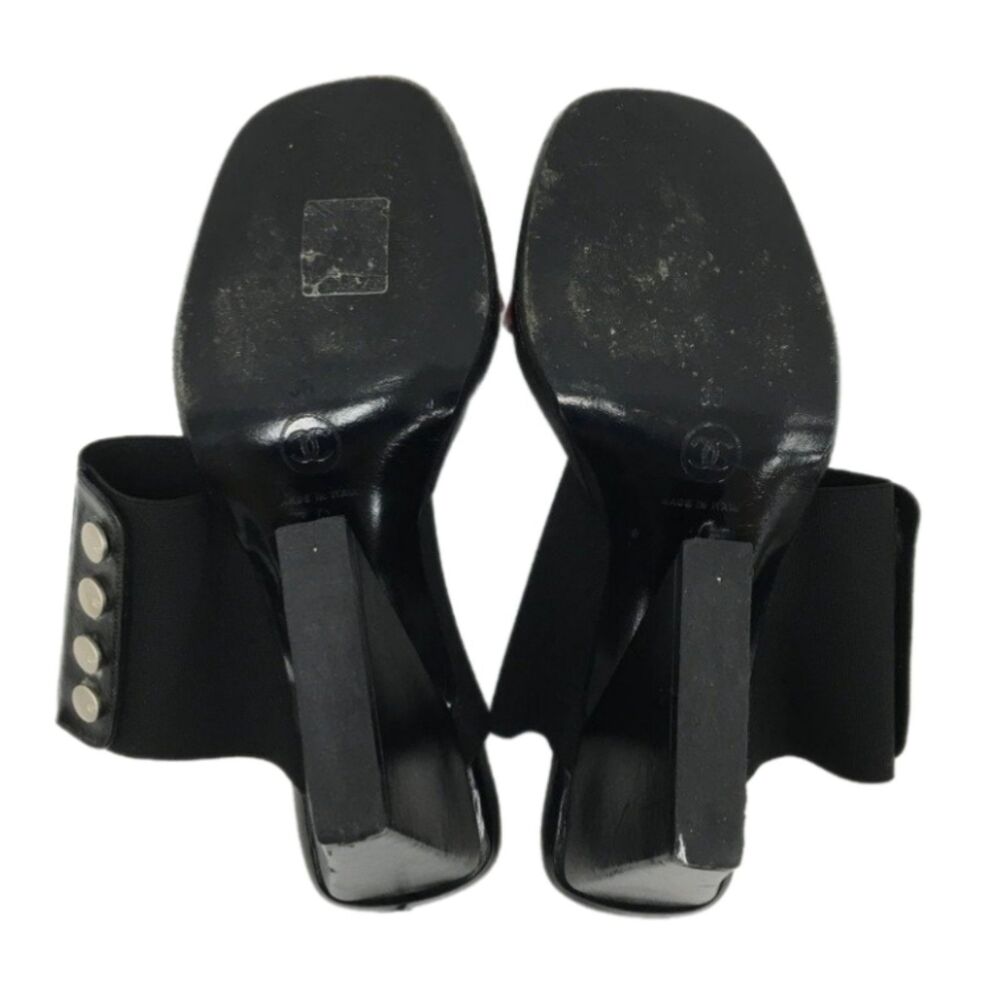 Chanel Red & Black Leather CC Open Toe Block Heel Y2K Sandals Size EU 36/US 5.5 - Picture 9 of 12